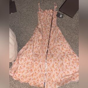 House of CB Peach Poppy Print Dress